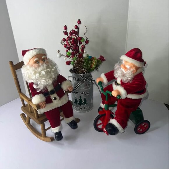santa Claus riding bike/rocking chair/candy base flower (X) - Picture 5 of 5